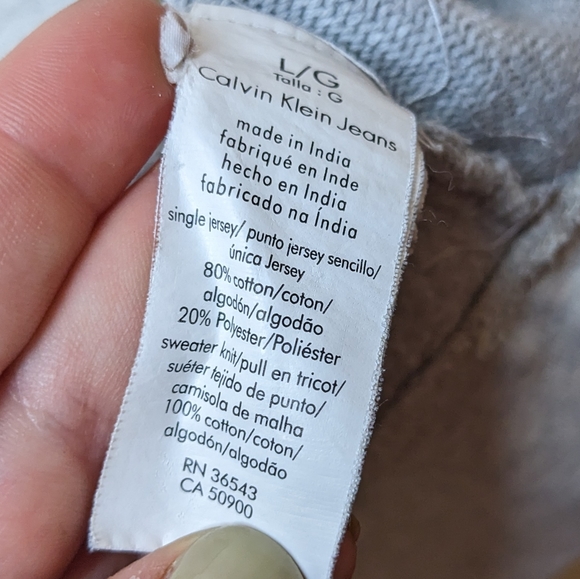 Calvin Klein Jeans Gray Hoodie Sweatshirt Size L 🌫️🖤 - Picture 9 of 12